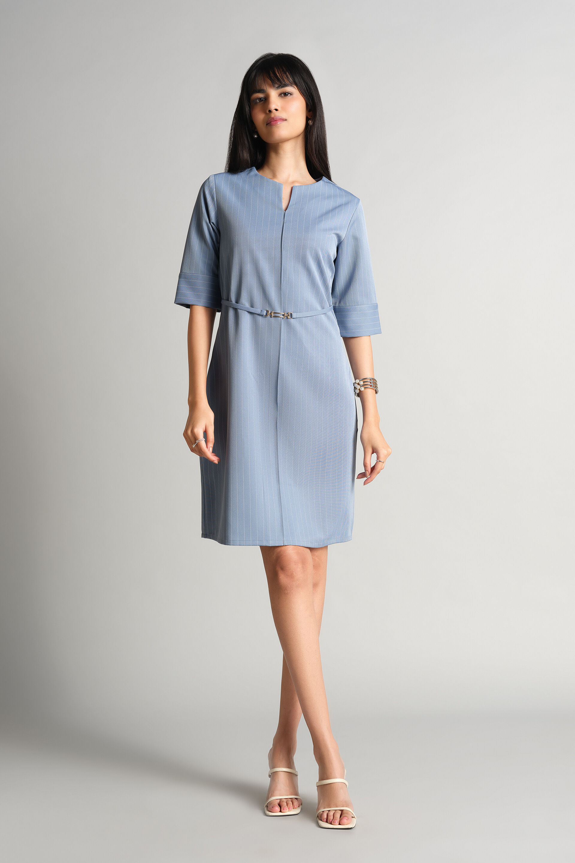 Light Blue Stripes Dress, Light Blue, image 2